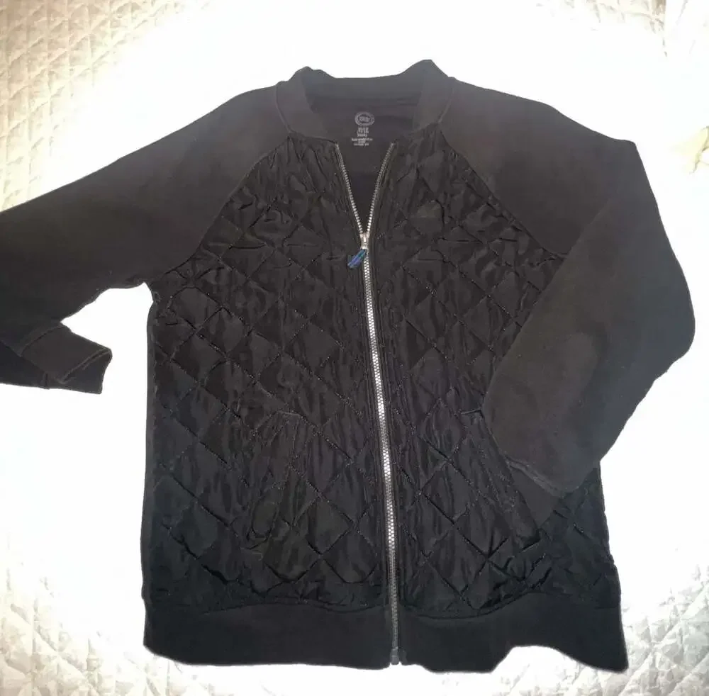 Wonder Nation Black Quilted Bomber Jacket Full Zip